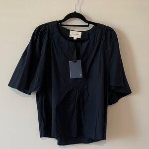 Pomander Place(Tuckernuck)  Navy Women's Blouse cotton XL NWT pleated full
